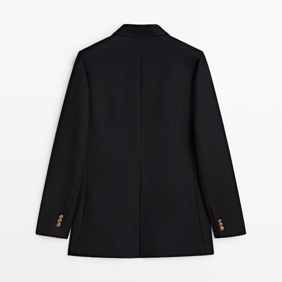 NWT. Massimo Dutti Navy Blue Micro Twill Fabric Blazer with Buttons. Size 2. - Picture 8 of 12